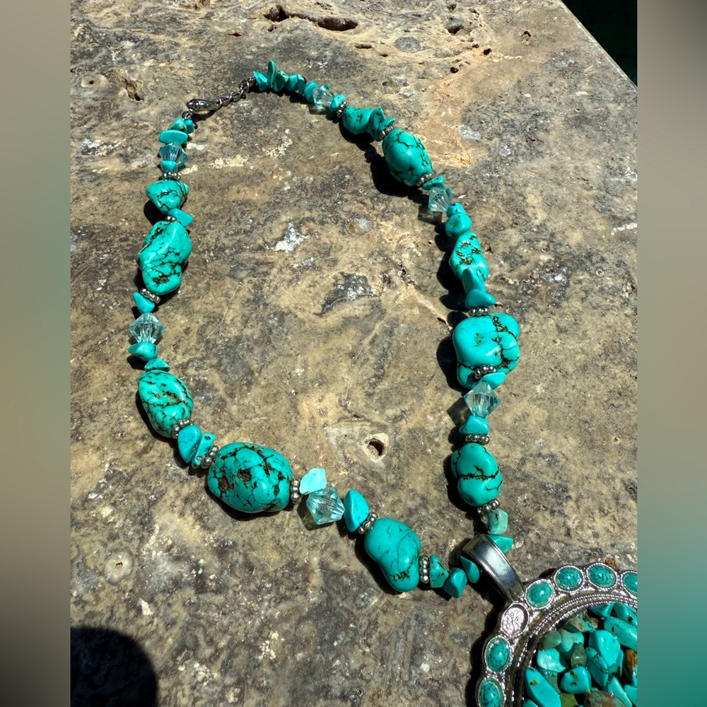 Turquoise Nuggets and Pendant Necklace - Picture 13 of 14